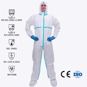 Type 56 disposable protective coverall with tape