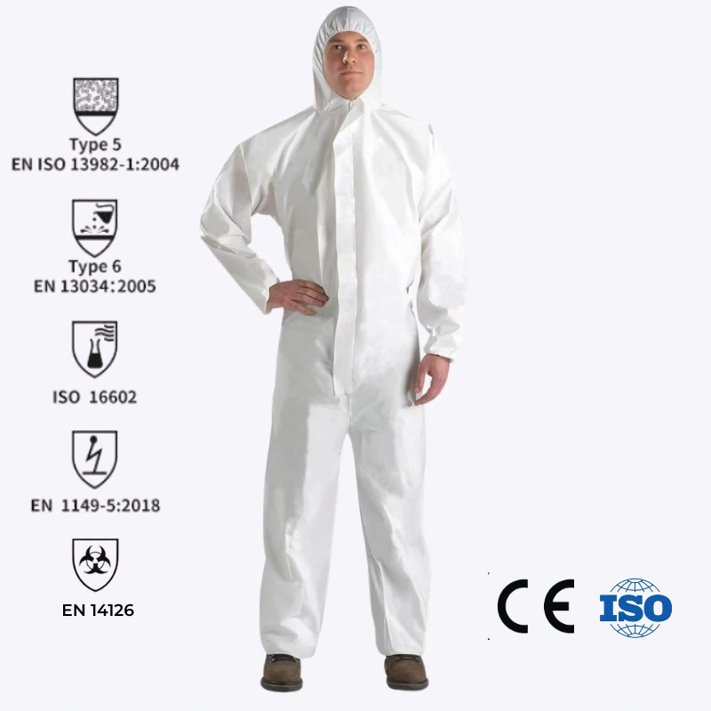 type 5 6 microporous disposable coverall with hood