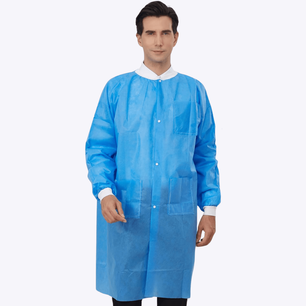 Disposable Lab Coats blue with Pockets