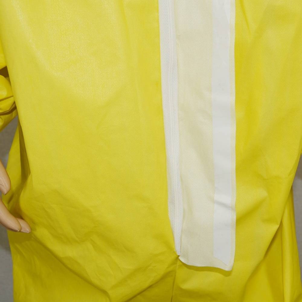 Disposable chemical coverall with zipper and placket