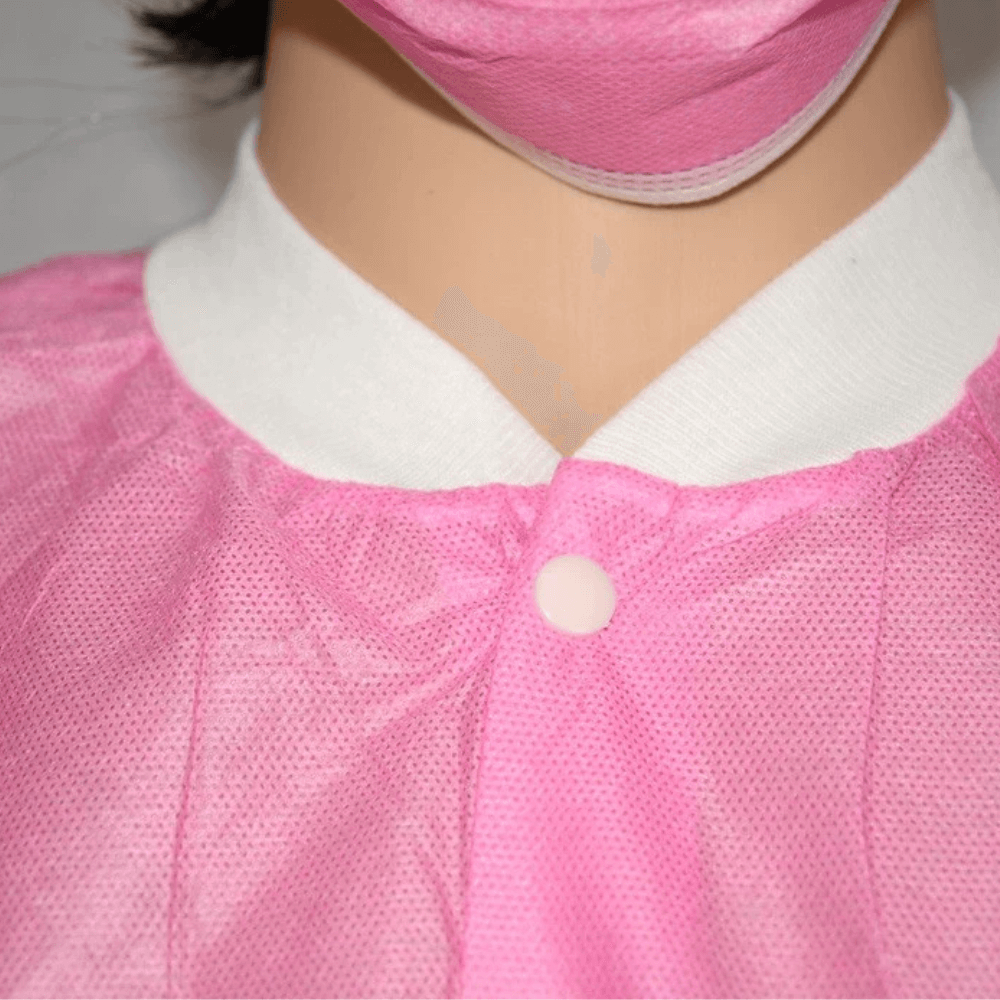 Knitted collar pp non woven lab gown
