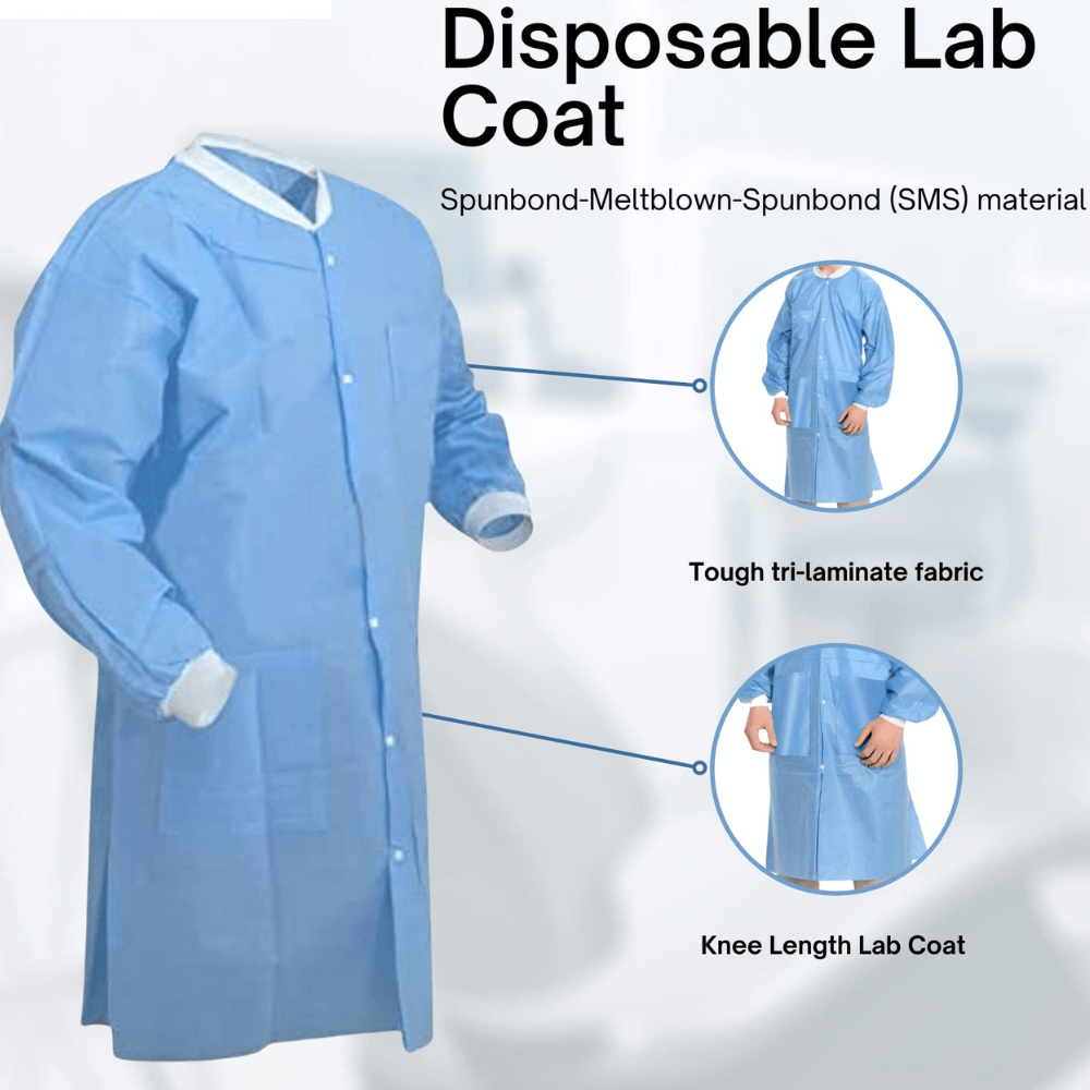 SMS disposable lab coat features