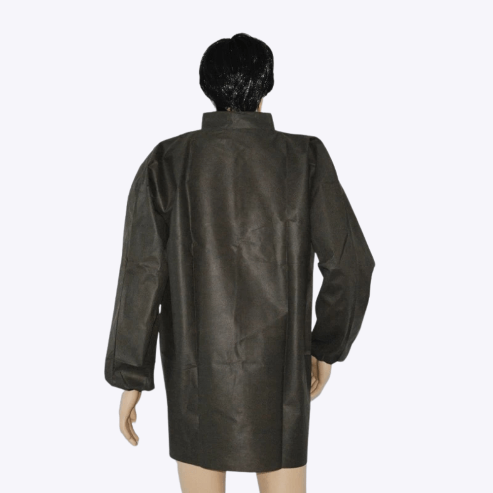 balck protective lab coat pp nonwoven