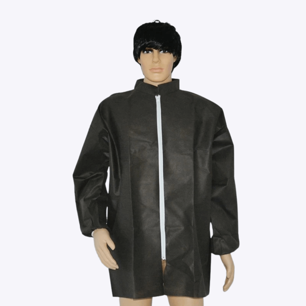 black disposable lab coats cleanroom factory