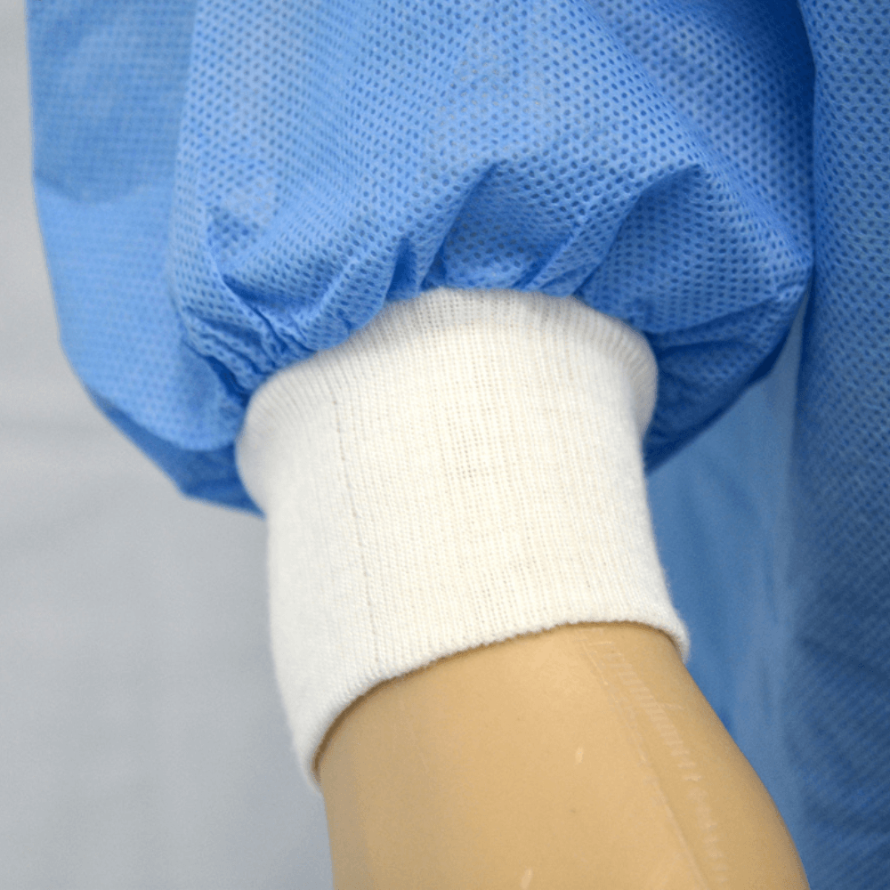 blue disposable lab coat