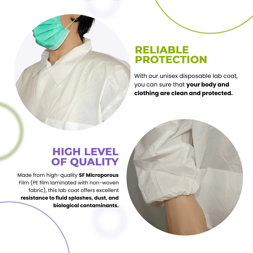 disposable lab coat fabric and styles details