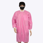 knitted collar pink dispoable lab coat wholesale