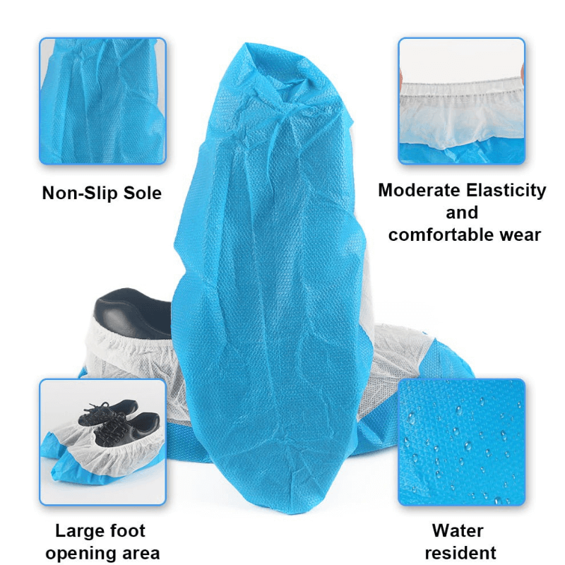 blue surgical shoe covers PP PE material details