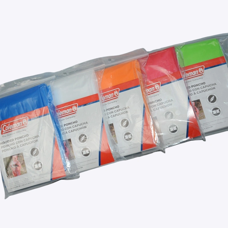 disposable emergency rain poncho packaging