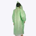 green disposable rain coat with hood