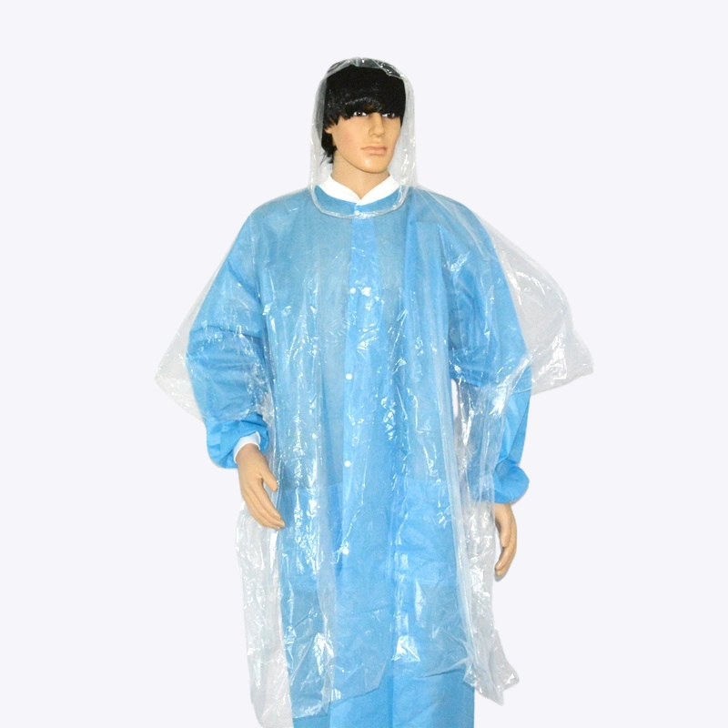 waterproof disposable plastic raincoat with sleeves