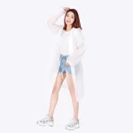 white disposable raincoat with button