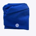 blue surgical cap with botton for face mask