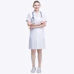 white lab coat short sleeve doctor female