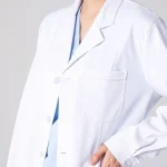 white lab coat short sleeve with pockets V-neck