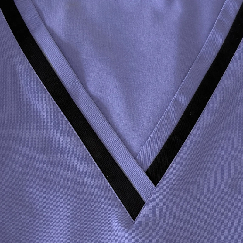 V-neck medical scrubs tops with contrast trim