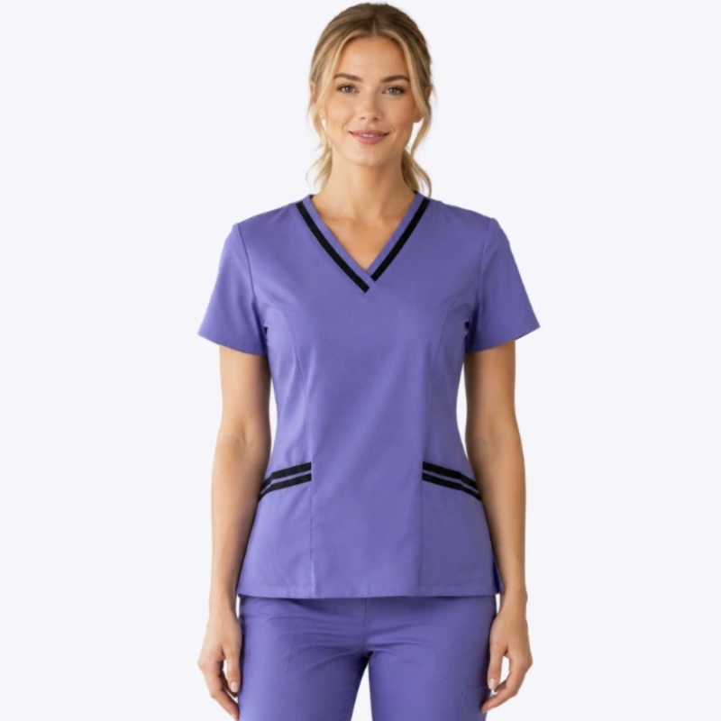 Women's Medical Scrub Tops With Contrast Trim