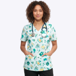 veterinary print scrub tops short sleeves wholesale